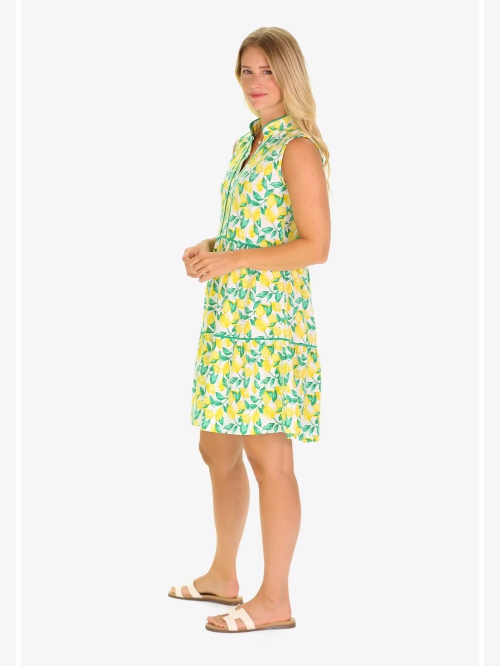 Duffield Lane Lemon Print Tiered Dress - Yellow & Green - Picture 6 of 16